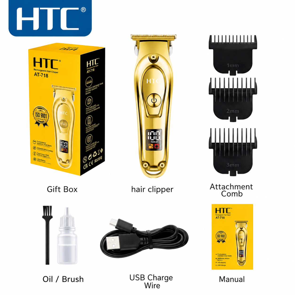 USB Rechargeable Hair Trimmer with Digital LED Display