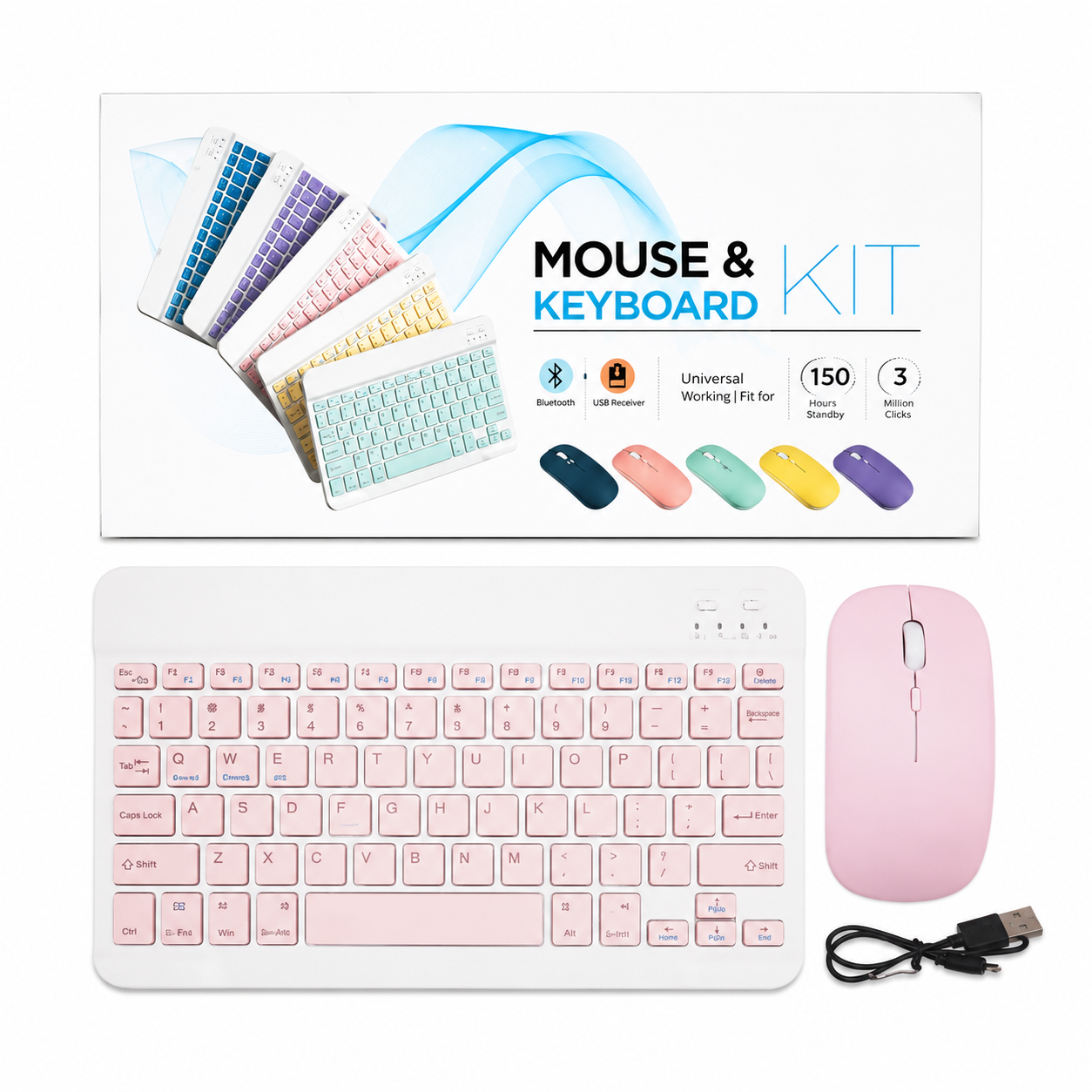 Rechargeable Wireless Bluetooth Keyboard & Mouse Combo Kit
