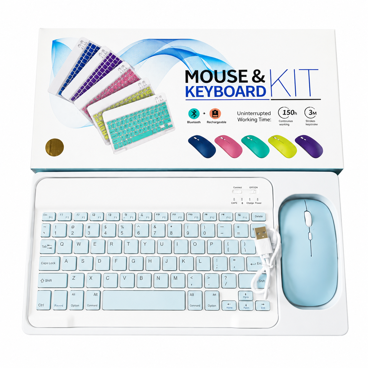Rechargeable Wireless Bluetooth Keyboard & Mouse Combo Kit
