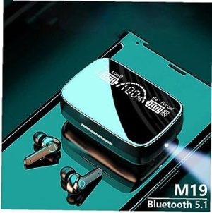 TWS M19 In-Ear Bluetooth Earbuds Wireless Noise Cancelling Bass Dual Sports with Microphone Smart Power Modal LED Touch Control - Black