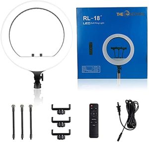 RL-18 Ring Light with Remote Control 3 Phone Holder for photography and videography