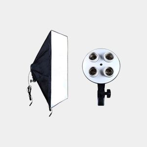 Studio Softbox Light Kit with 4in1 E27 Lamp Holder with 50x70 cm Softbox and Stand