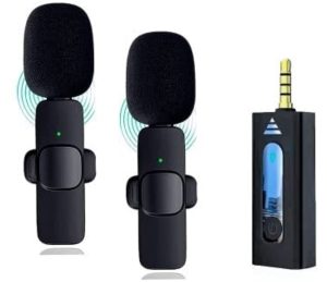 K35 Dual Wireless Microphone 3.5mm Type-C Supported for Camera, Sound card, Smartphone (dual Mic, single receiver)