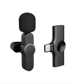 Type-C Lightnings Plug Play Lapel Microphone Wireless Lavalier Mic for Live Stream Vloggers Interview Auto-syncs Clip-on
